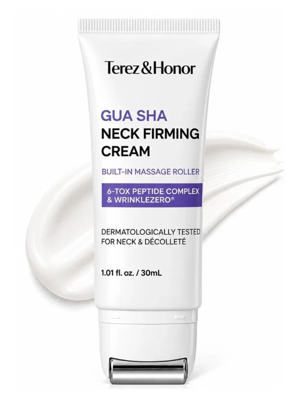 TEREZ & HONOR Gua Sha Neck Firming Cream with Stainless Steel Roller